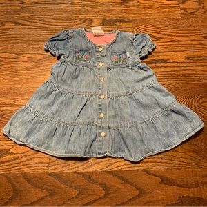 Oshkosh Ruffle Denim Dress 18 Month Flower Pockets